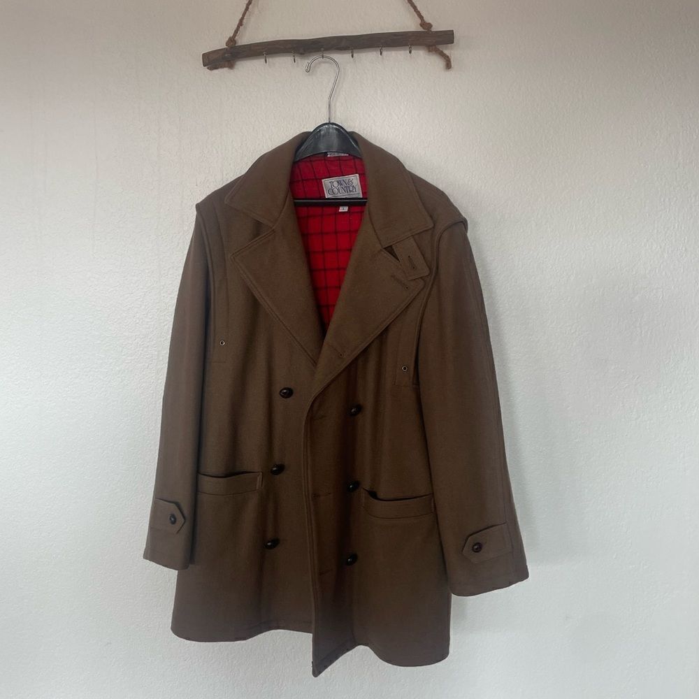 Men’s brown wool pea coat jacket